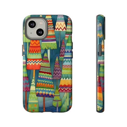 Knitted Christmas Trees - Impact Resistant Phone Case iPhone 14 Glossy